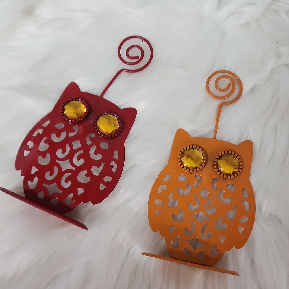 Red and Orange Owl Metal Decor